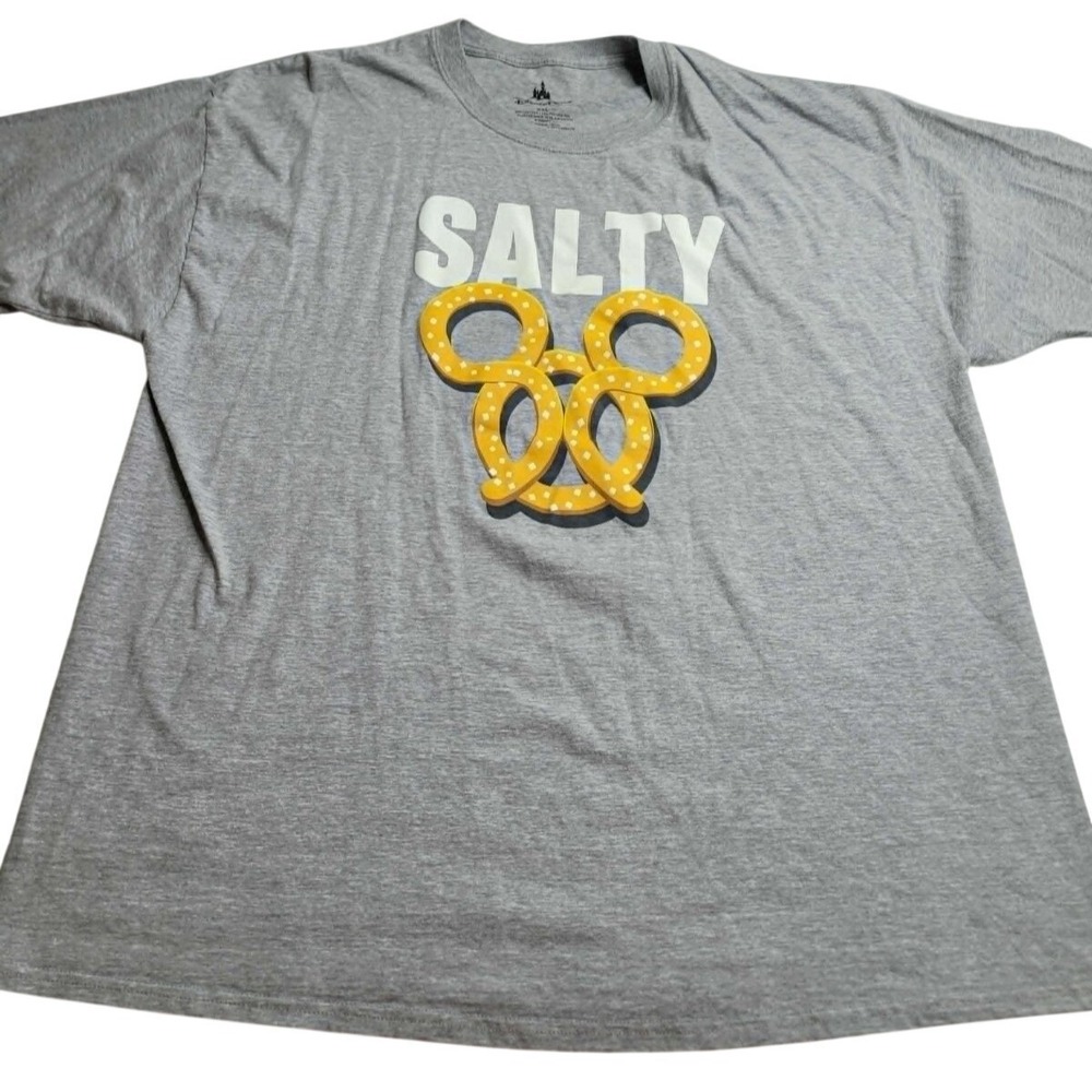Disney Parks Gray Short Sleeve "SALTY" Pretzel T-Shirt Adult XXL